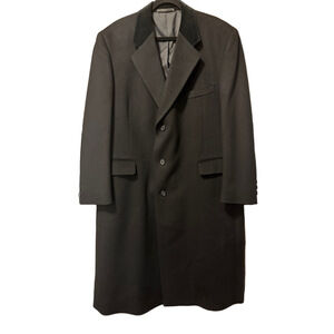 Petrocelli Elegant Black Cashmere Wool Blend Formal Overcoat